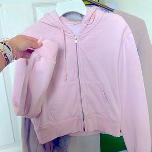 pink john galt cropped crystal zip up